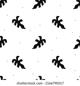 Vector flat hand drawn seamless pattern with houseplant