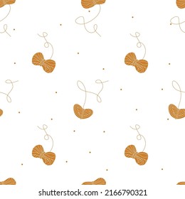 Vector flat hand drawn seamless pattern with yarn 