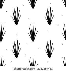 Vector flat hand drawn seamless pattern with houseplant