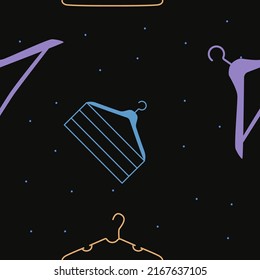 Vector flat hand drawn seamless pattern with hangers 