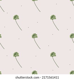 Vector flat hand drawn seamless pattern with houseplant
