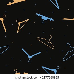 Vector flat hand drawn seamless pattern with hangers 