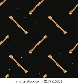 Vector flat hand drawn seamless pattern with yarn 