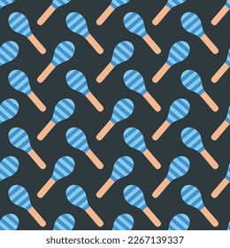 Vector flat hand drawn seamless pattern with maracas. Musical toys for children