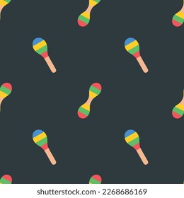 Vector flat hand drawn seamless pattern with maracas. Musical toys for children