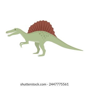 Vector flat hand drawn spinosaurus dinosaur isolated on white background