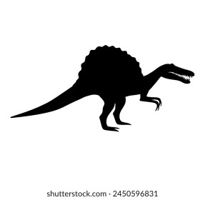 Vector flat hand drawn spinosaurus dinosaur silhouette isolated on white background