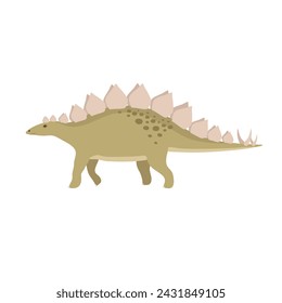 Vector flat hand drawn stegosaurus dinosaur isolated on white background