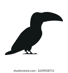 Vector flat hand drawn toucan silhouette isolated on white background