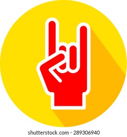 vector flat  hand sign rock n roll music, vector illustration