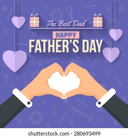 Vector Flat Hands Forming Love Symbol for Happy Father's Day Design