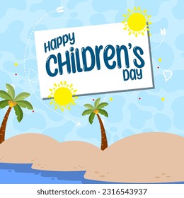 vector flat happy children's day