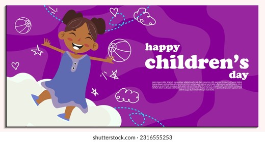 vector flat happy children's day