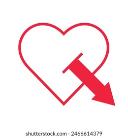 Vector Flat Heart With Arrow Icon