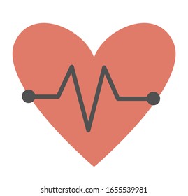Vector flat heart rate icon. Medical symbol picture isolated on white background. Healthcare, research and laboratory concept. Health check or treatment clip art