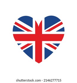 Vector flat heart shaped Great Britain flag isolated on white background svg