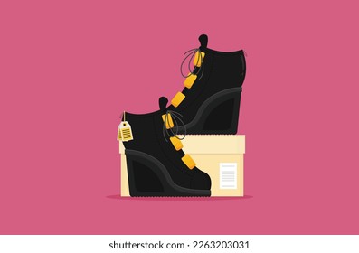 Calzado de tacones planos vectoriales en caja