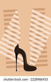 Vector flat heels shoes with leg