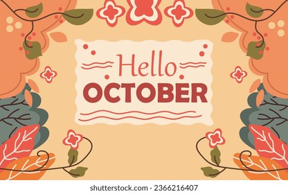 vector flat hello october background for autumn