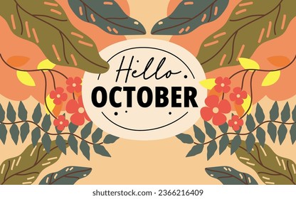 vector flat hello october background for autumn