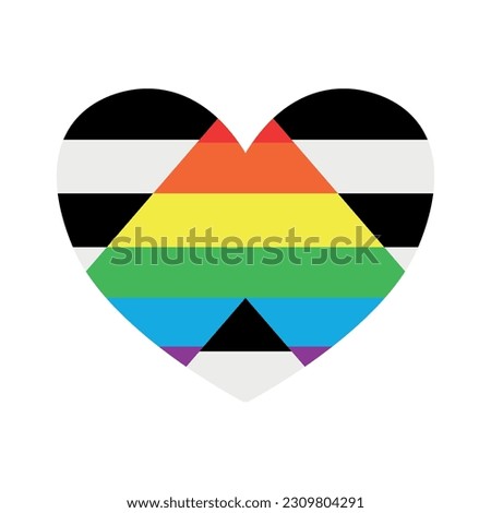 Vector flat heterosexual straight flag heart isolated on white background