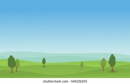 Vector flat of hill green landscape