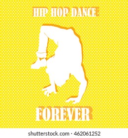 Vector flat hip hop dance banner template. Break dancing man handstand. Branding logo design template for dance studio, battle, fest, contest, championship, banner, flayer, billboard, card.