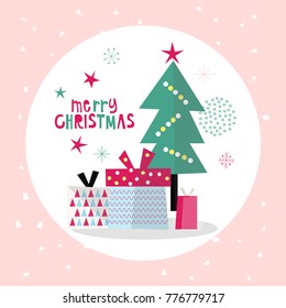 Vector Flat Holiday Illustration, Pastel Christmas Poster, Holiday Celebration Background, Greeting Card, Vector illustration, Minimal Flat Design Background