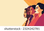 Vector flat horizontal banner for International Women