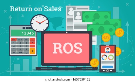 Vector flat horizontal banner of return on sales
