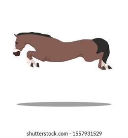 vector flat horse exterior in motion: jump