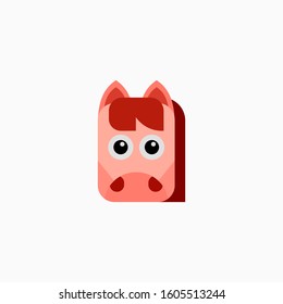 Vector Flat horse's face isolated. Cartoon style illustration. Animal's head logo. Object for web, poster, banner, print design. Advertisement decoration element