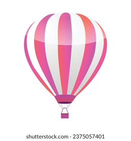 Vector flat hot air balloon, isolated on white background.