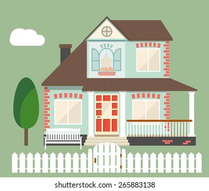 vector flat house