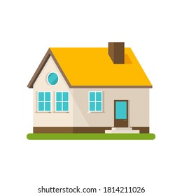 Vector flat house apartment building. Flat cartoon small house icon