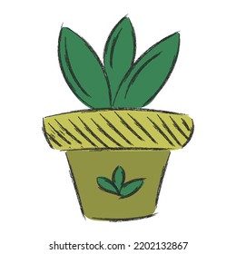 Vector flat house plant pot illustration. Green house plant in pot for your design.