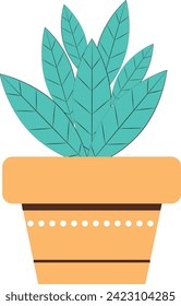 Vector flat house plant pot illustration. Colorful house plant in pot for your design.
