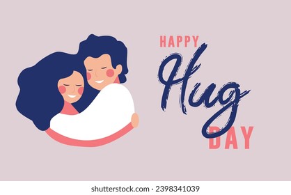 Vector flat hug day illustration hug day social media post with happy hug day text