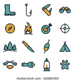 Vector flat hunting icons set on white background