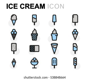 Vector flat ice cream icons set