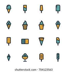 Vector flat ice cream icons set on white background