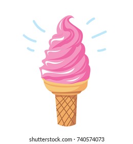 Vector flat ice cream in waffle cone