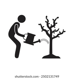 Vector plano icono de la actividad de una persona regando plantas