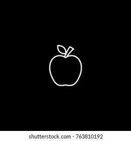 Vector flat icon of apple on black background