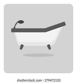 Vector of flat icon, bathtub on isolated background