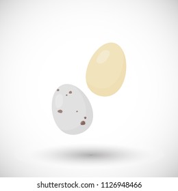 Vector flat icon of bird eggs, flat design of Easter symbol with round shadow isolated on the white background, vector illustration