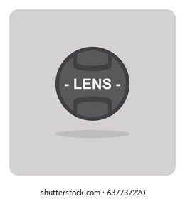 Vector of flat icon, Black lens cap for camera lens on isolated background