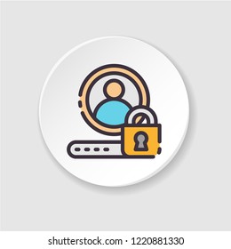 Vector flat icon blocked account. Access denied. Button for web or mobile app. UI/UX user interface.