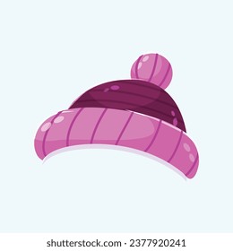 Vector flat vector icon a blue beanie with a pink flower on top a trendy and cute accessory for any outfit.