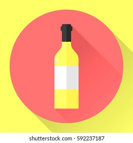 vector flat icon with a bottle of white wine